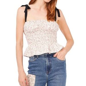 Chelsea & violet floral smocked square tie shoulder